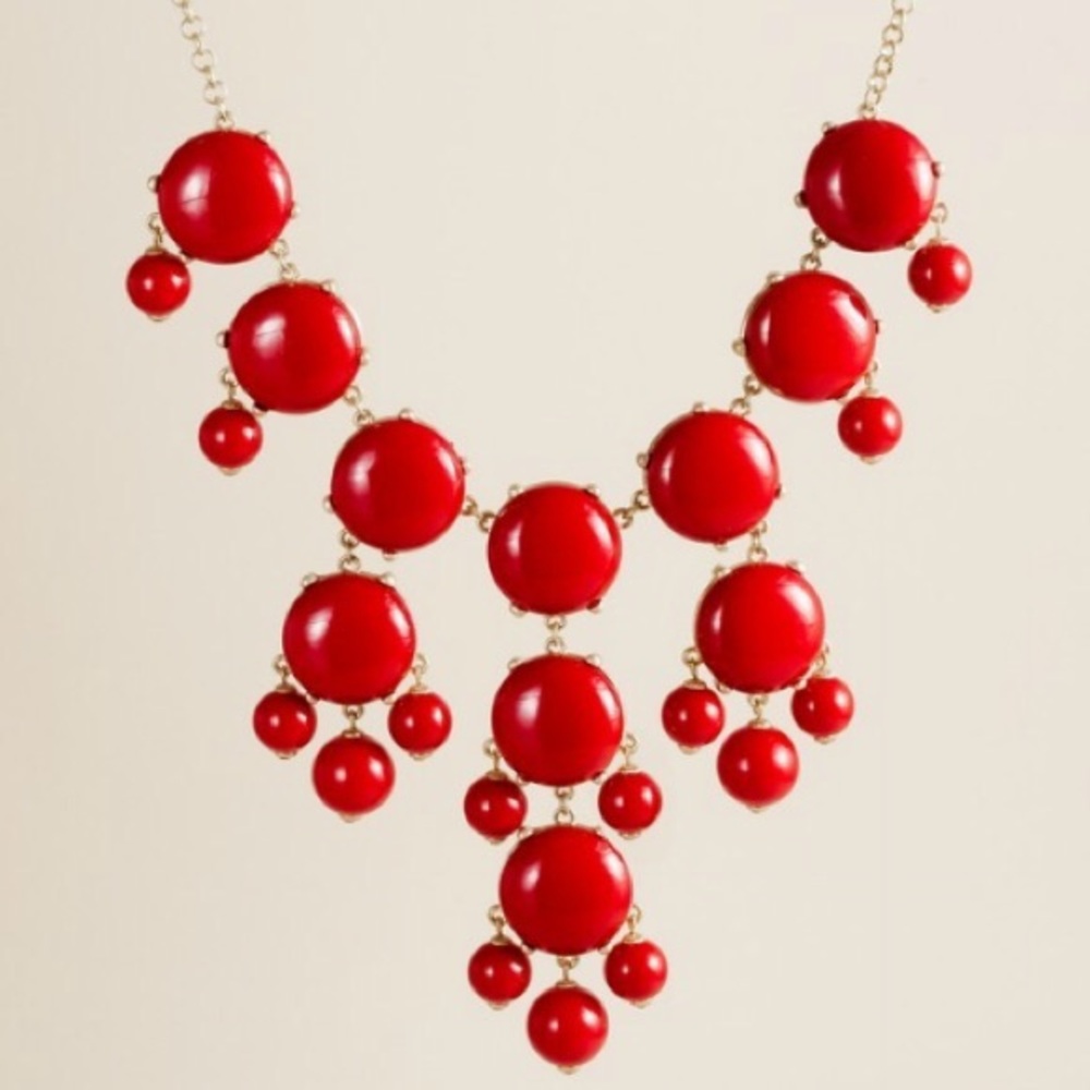 Red J Crew bubble necklace, statement piece!